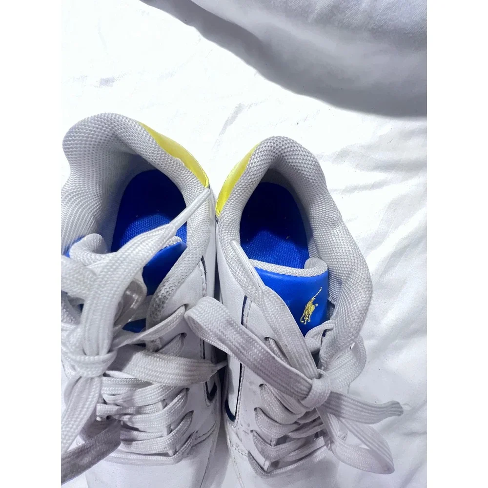 Polo Ralph Lauren Kids Heritage Court III White Multi Color Logo Sneakers Size12